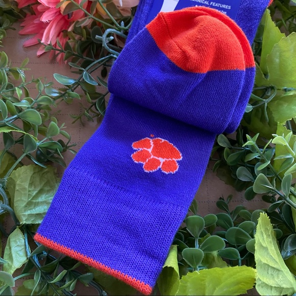 Men's Clemson College Blue Orange Socks Size 10-13 Shoes size 8-12 - Picture 2 of 6